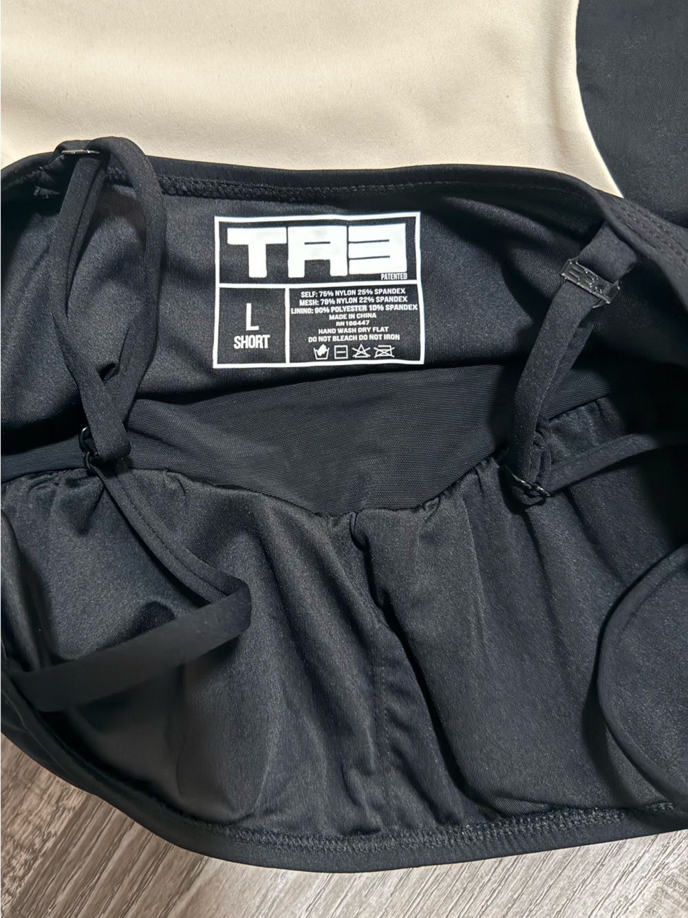 TA3 Black One-Piece Swimsuit with Cream Front Panel Size- Short/Large - Picture 7 of 12